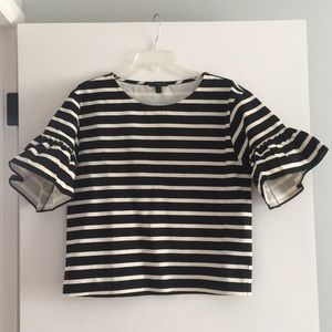 JCrew striped ruffle sleeve top. Size S.